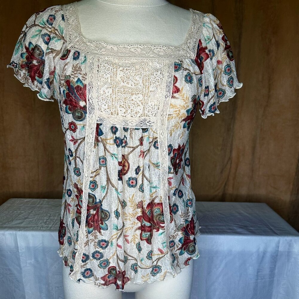 Denim and Supply Ralph Lauren Short Sleeve Lacey Top, S/P